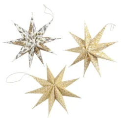 Adventsstjärnor med olika mönster 3-pack ockra