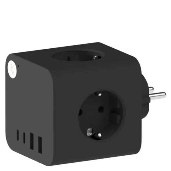 Ampie grenuttag med USB-A & USB-C svart