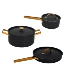 Arvet.1 grytset 3 delar Modell X3, Viggo, Mio svart/mässing