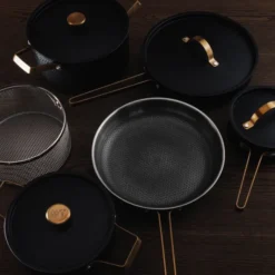 Arvet XL grytset 6 delar svart/mässing