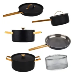 Arvet XL grytset 6 delar svart/mässing