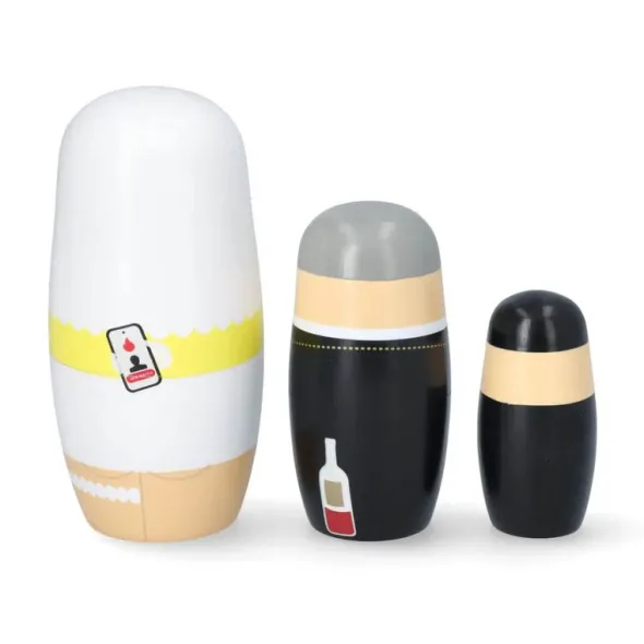 Babushka Drama Wedding Expressions träfigur 3-pack körsbärsträ