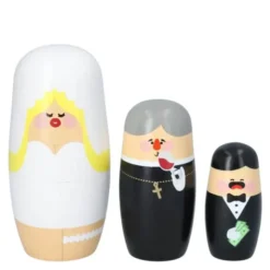 Babushka Drama Wedding Expressions träfigur 3-pack körsbärsträ