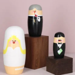 Babushka Drama Wedding Expressions träfigur 3-pack körsbärsträ