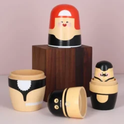 Babushka Sexy Expressions träfigur 3-pack körsbärsträ