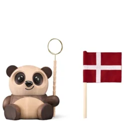 Bao Bao panda träfigur 16 cm ask/valnöt