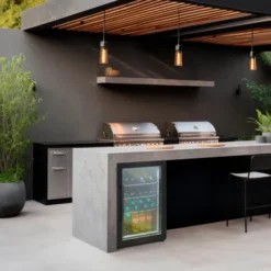 Barbecue Cooler utomhuskylskåp 63 L svart
