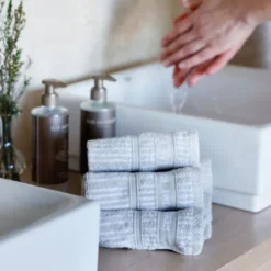 Bath Collection tvättlapp 30x30 cm 4-pack sand beige stripes