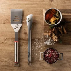 BBQ-set med stekspade och tång 44 cm rostfritt stål