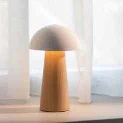 Bello portabel bordslampa LED 19,6 cm ljust trä