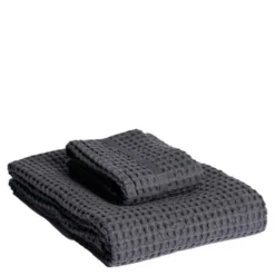 Big Waffle set med handduk och badlakan dark green