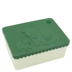 Björn matlåda plast tre fack 14x19 cm mörkgrön/beige