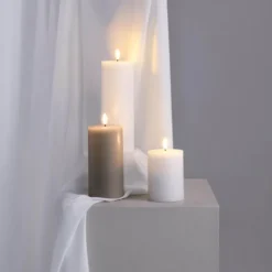 Blockljus LED 7,4x10 cm silk white