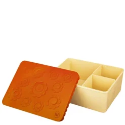 Blomma matlåda plast tre fack 14x19 cm orange/ljusgul