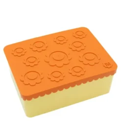 Blomma matlåda plast tre fack 14x19 cm orange/ljusgul