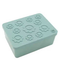 Blomma matlåda plast tre fack 14x19 cm blågrön