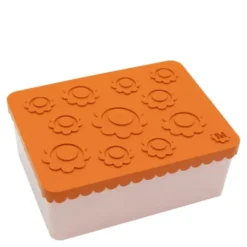 Blomma matlåda plast tre fack 14x19 cm orange/rosa
