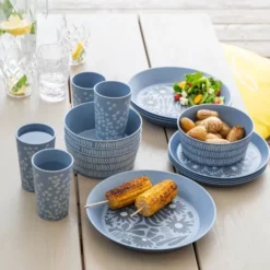 Blomster servis 16 delar nature flower blue
