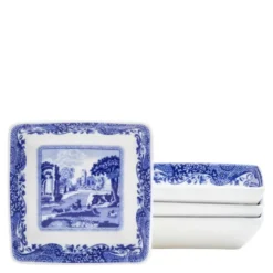 Blue Italian assiett fyrkantig 7,5 cm 4-pack blå/vit