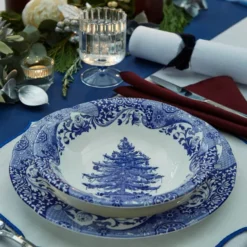 Blue Italian Christmas Tree skål 20 cm 71 cl blå/vit