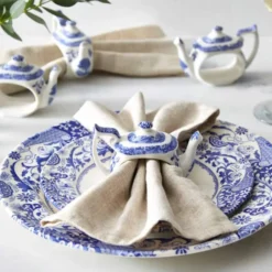 Blue Italian servettring 4-pack blå/vit
