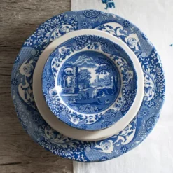 Blue Italian tallrik flat 27 cm blå/vit