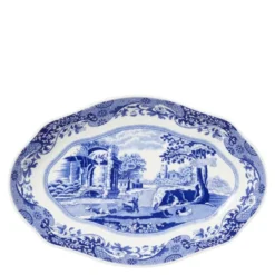 Blue Italian tallrik oval 21 cm blå/vit