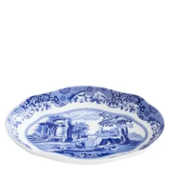 Blue Italian tallrik oval 21 cm blå/vit