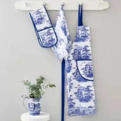 Blue Italian ugnsvante dubbel 18x88 cm blå/vit