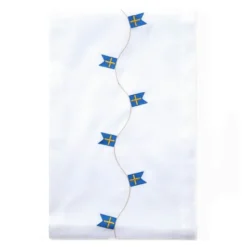 Bordslöpare 175x30 cm vit med svensk flagga