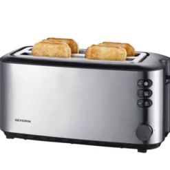 Brödrost med lång skåra AT2509 4 skivor 1400W rostfritt stål