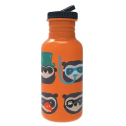 Brillebjörn stålflaska med fällbar drickpip 500 ml orange
