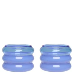 Bubble ljuslykta 2-pack 5,6 cm Blue/Milky blue
