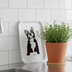 Buster serveringsbricka 27x20 cm vit/svart