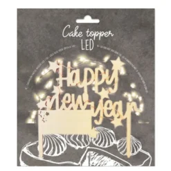 Cake Topper LED tårtdekoration Happy New Year natur