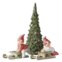 Carl & Joanne tomtar med julgran 16 cm