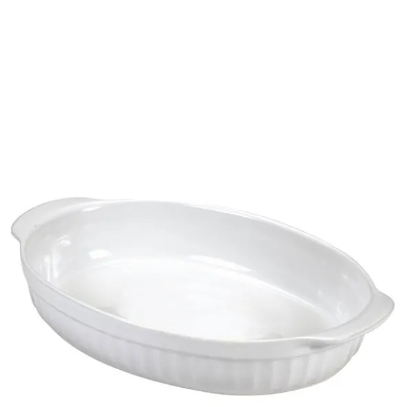 Ceramica ugnsform oval mellan 30x18x6 cm vit