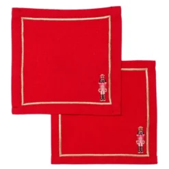 Christmas Party glasunderlägg Nötknäppare 14x14 cm 2-pack röd