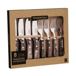 Churrasco grillbestick 8 delar brun
