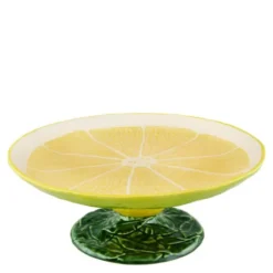 Citron tårtfat på fot 33 cm citrongul/grön