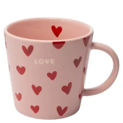 Classic Cups mugg 35 cl LOVE rosa med hjärtan