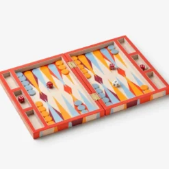 Classic lackerat backgammon röd/multi