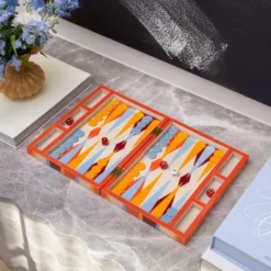 Classic lackerat backgammon röd/multi