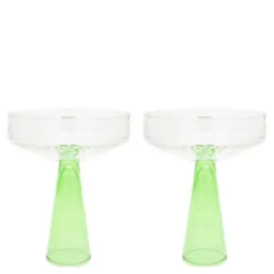 Claude champagnekupa 25 cl 2-pack grön/klar