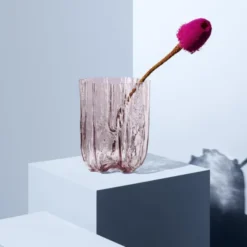 Crackle vas 27 cm rosa
