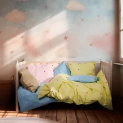 Daisy påslakanset baby 70x100 cm ljusblå