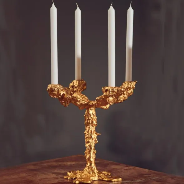 Drip Ljusstake 32 cm Guld