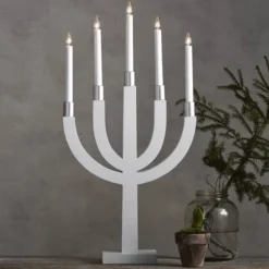 Elias adventsljusstake 67x35 cm vit/silver