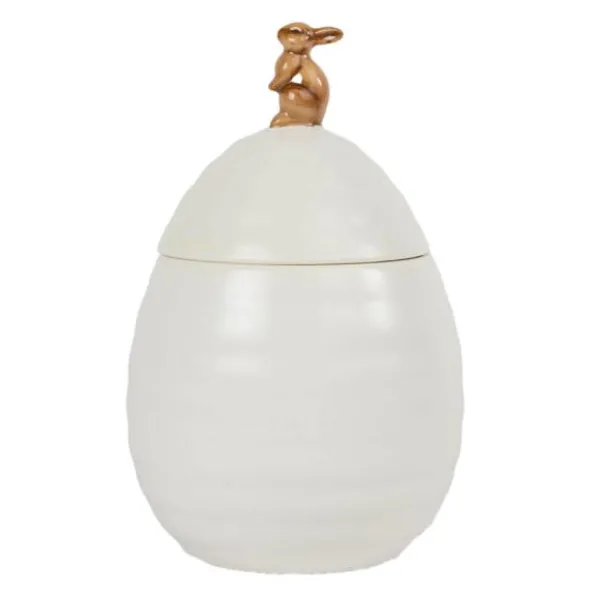 Ellen Burk med lock 11 cm Benvit