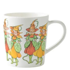 Elsa Beskow Nasturtium mugg med handtag 40 cl vit